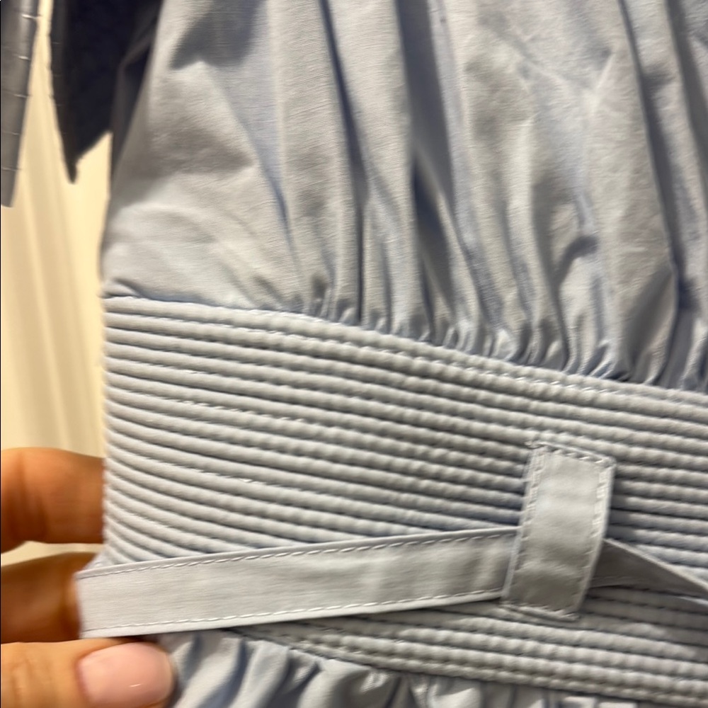 Light Blue Ruffle Sleeve Waist-Tie Top - Picture 3 of 8